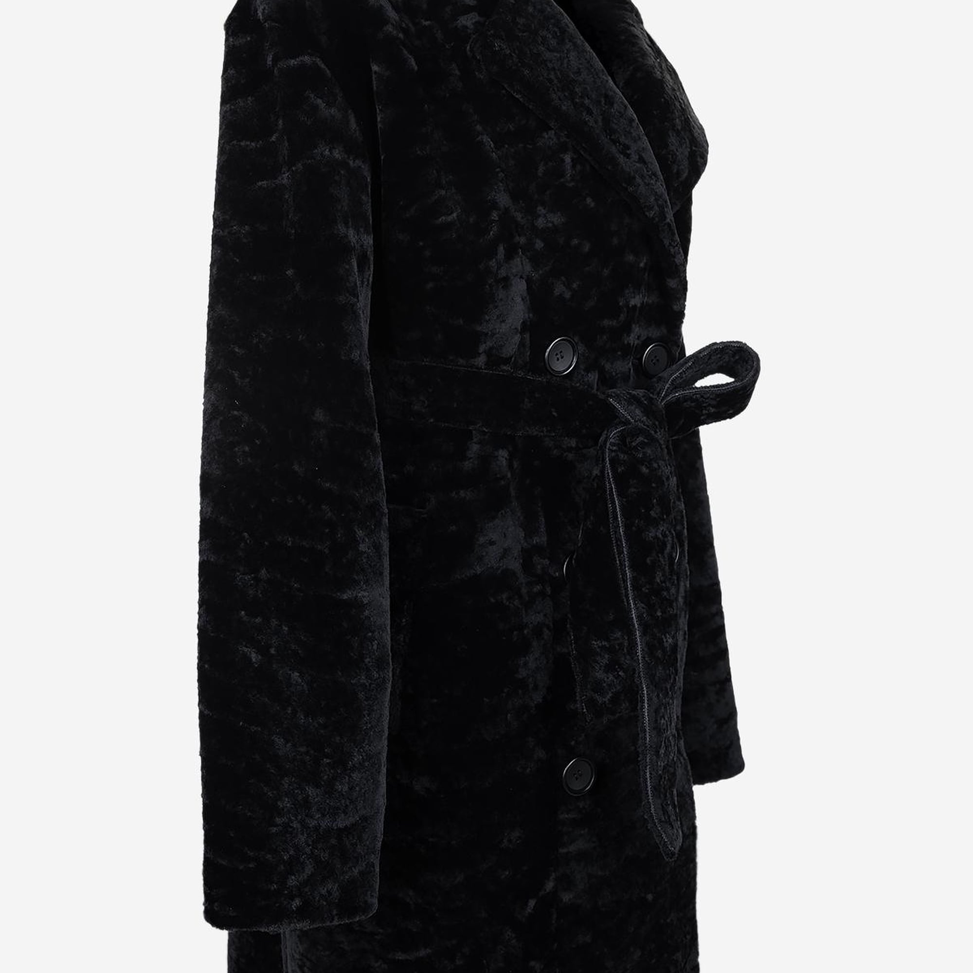 Valmenti Kadın Kuzu Kürk Siyah Kaban