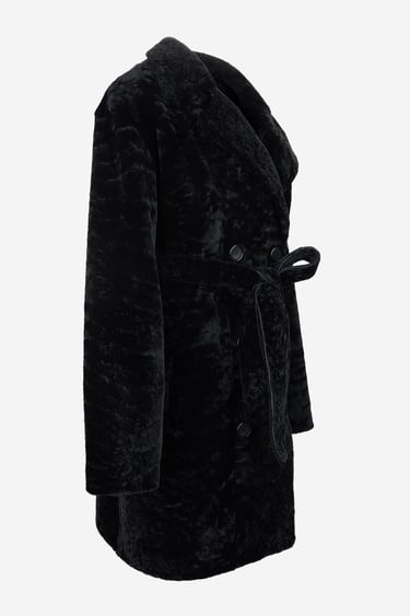  Valmenti Kadın Kuzu Kürk Siyah Kaban