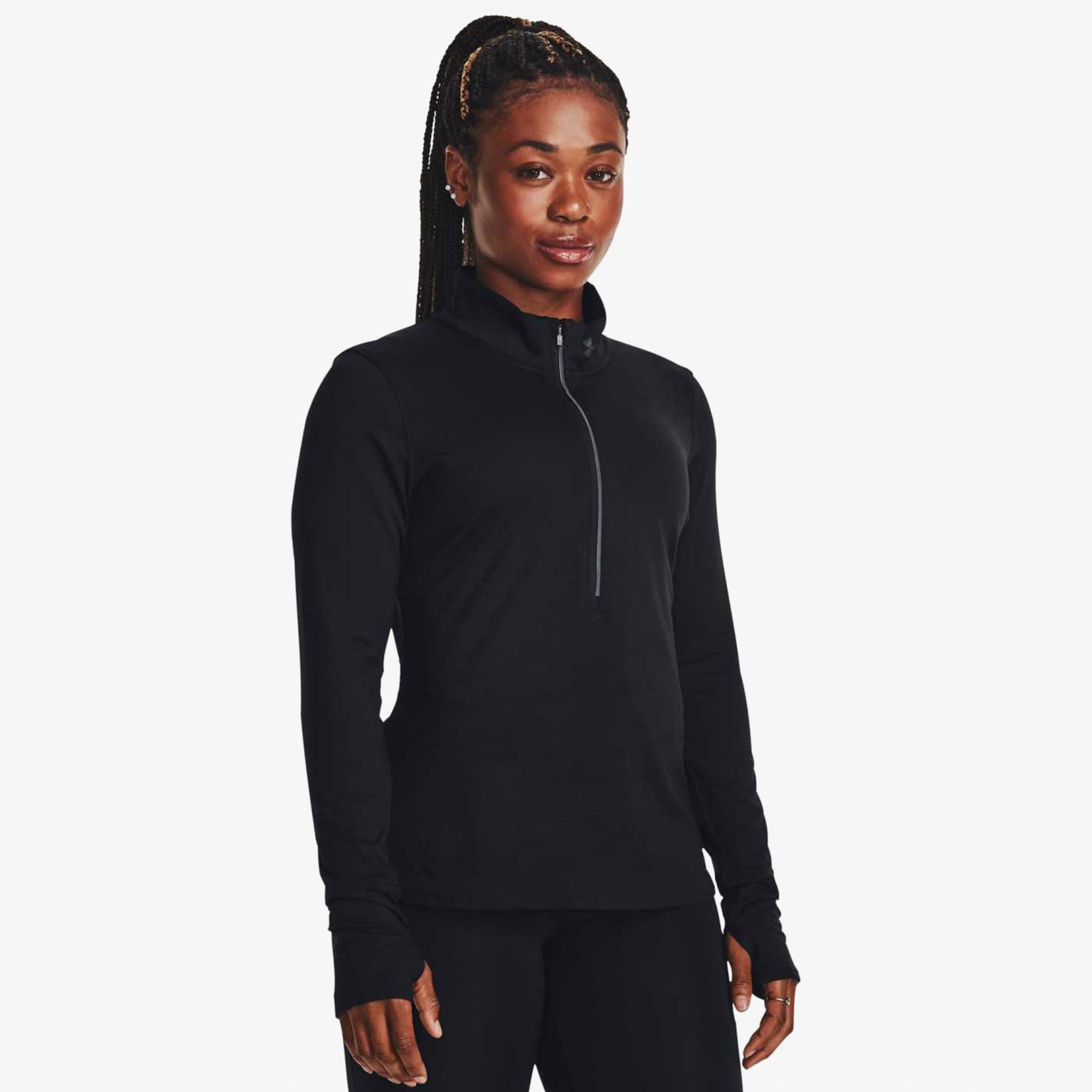  Under Armour Launch Pro Half Zip Kadın Siyah Koşu Sweatshirt