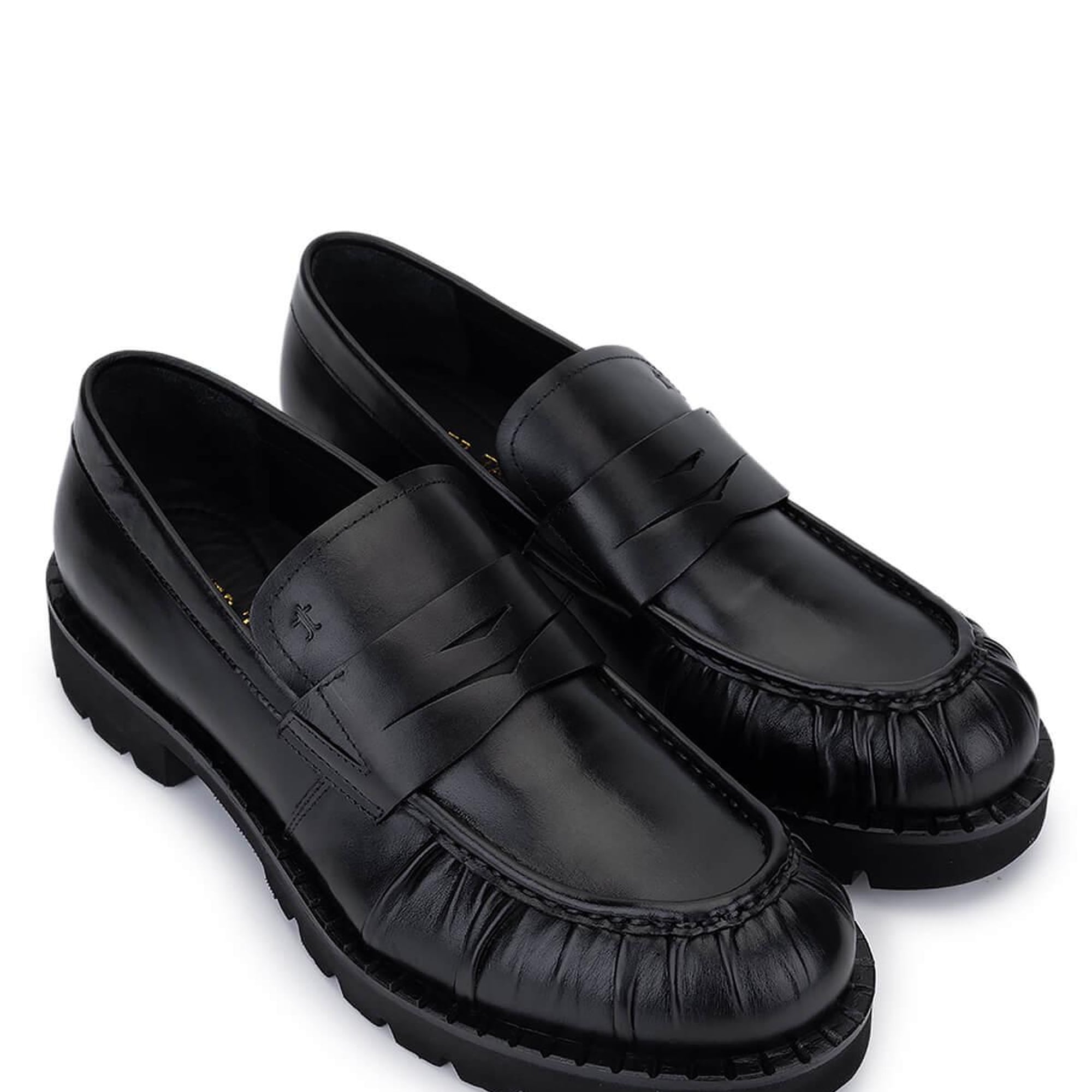 Tamer Tanca Erkek Hakiki Deri Siyah Deri Loafer Ayakkabı