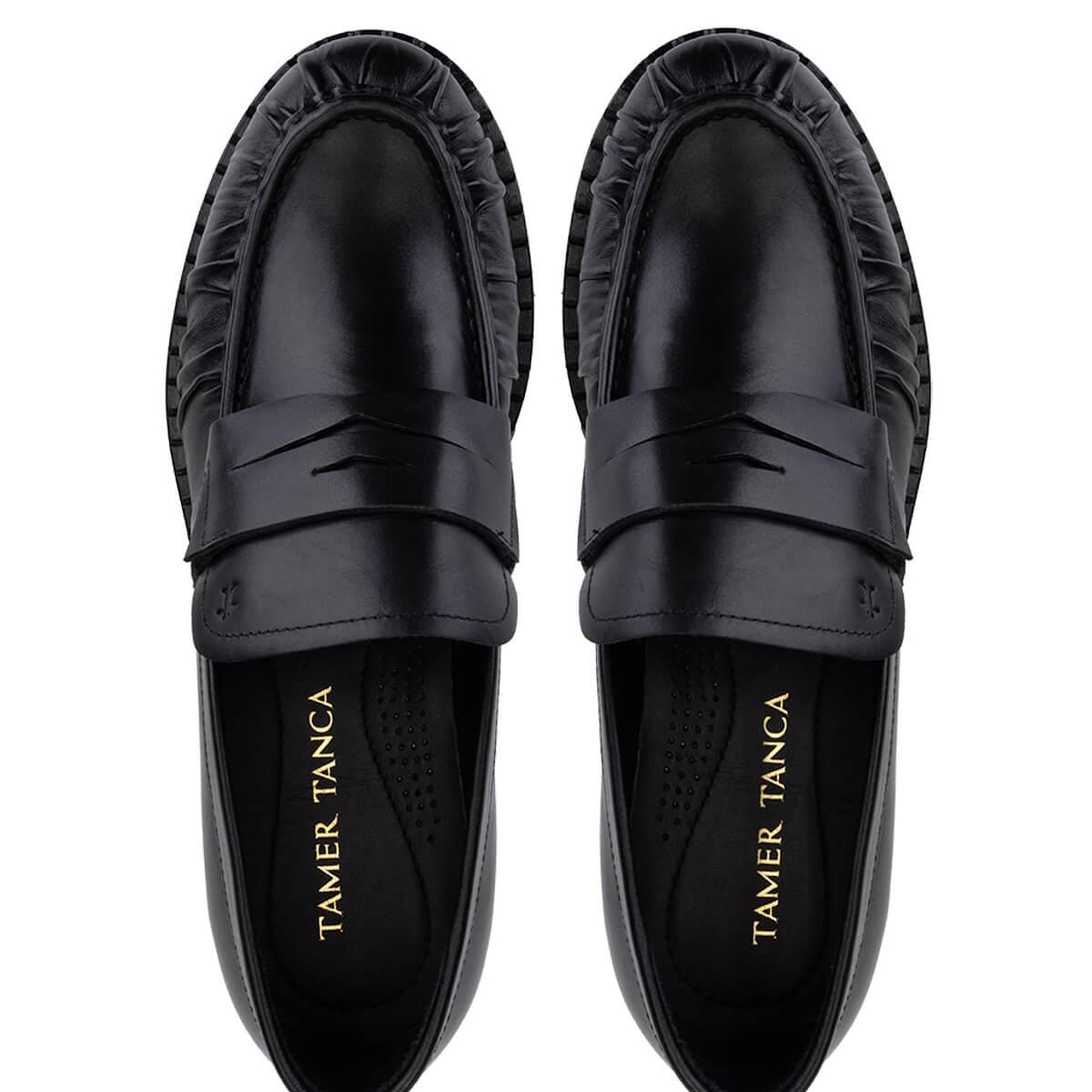 Tamer Tanca Erkek Hakiki Deri Siyah Deri Loafer Ayakkabı