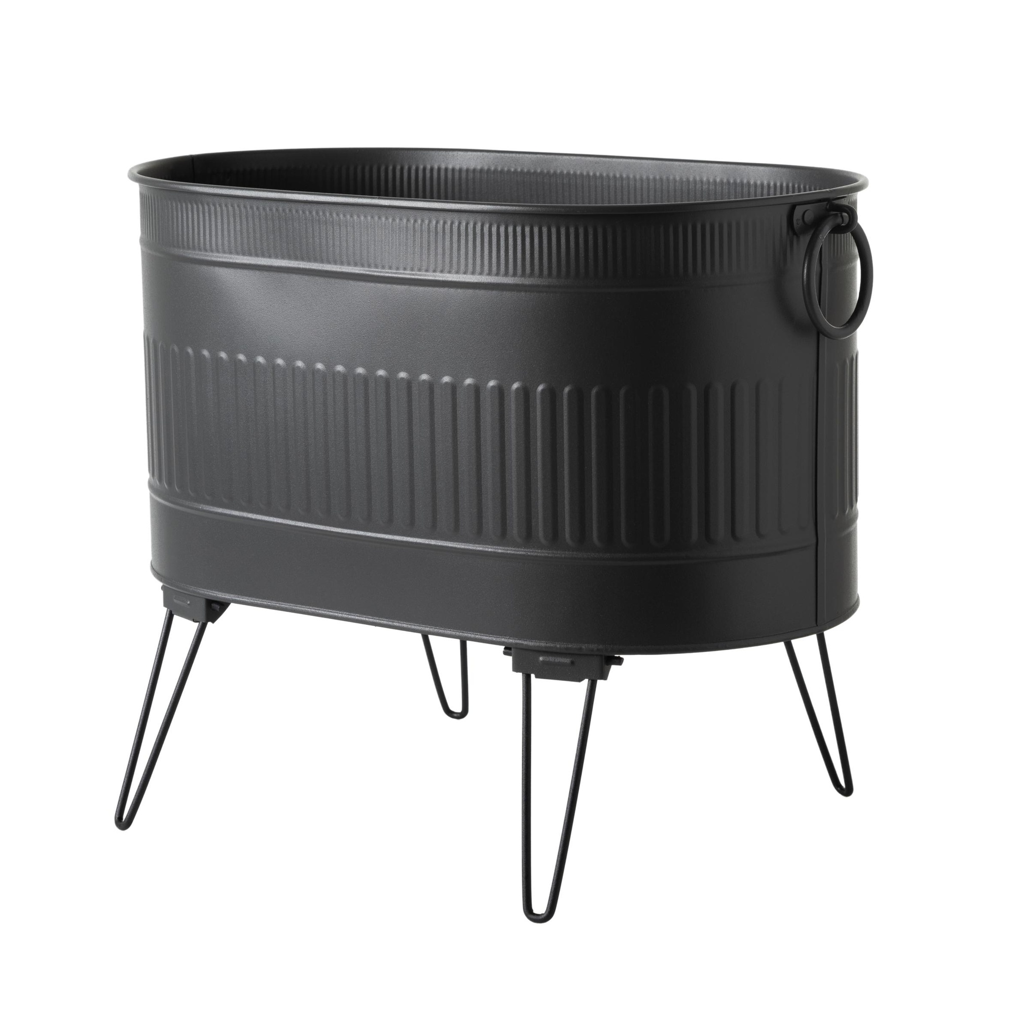 SİYAH KATLANABİLİR AYAKLI ODUN KOVASI 55 CM