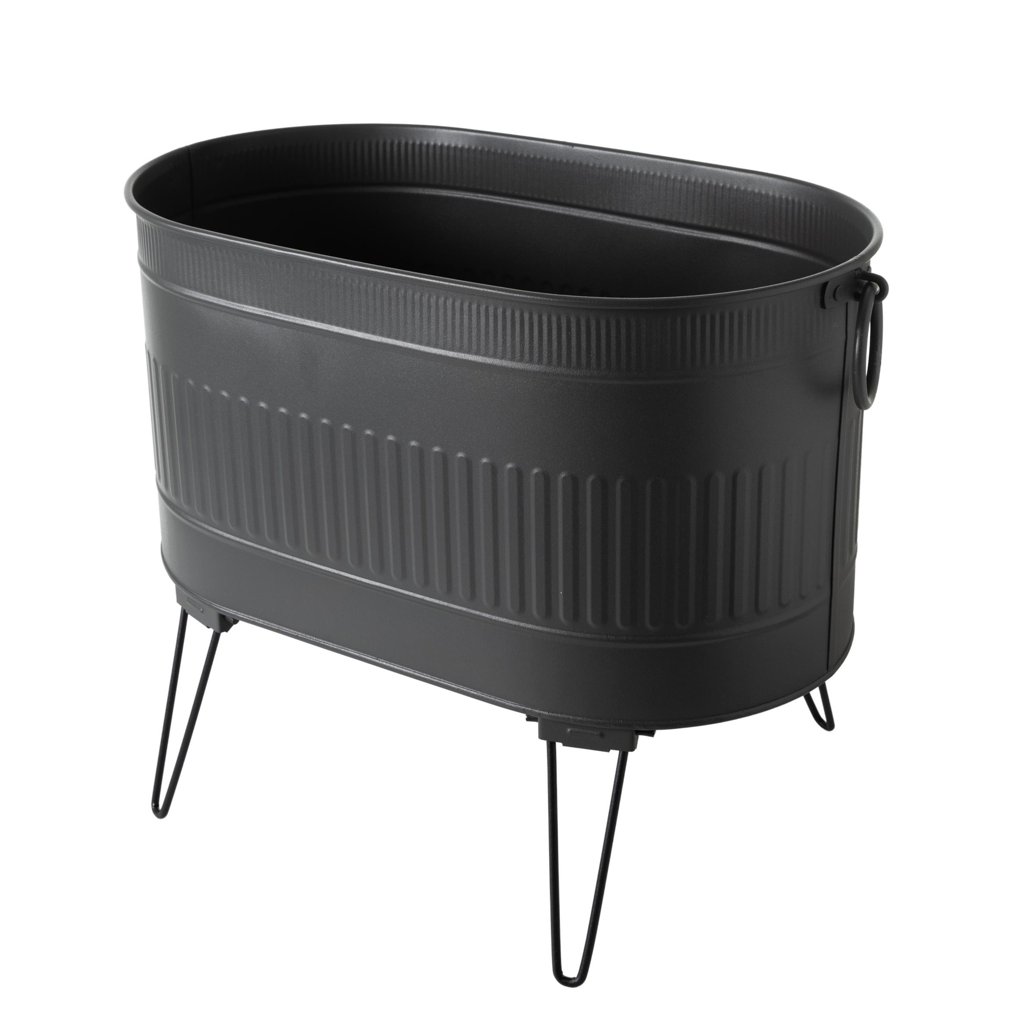 SİYAH KATLANABİLİR AYAKLI ODUN KOVASI 55 CM