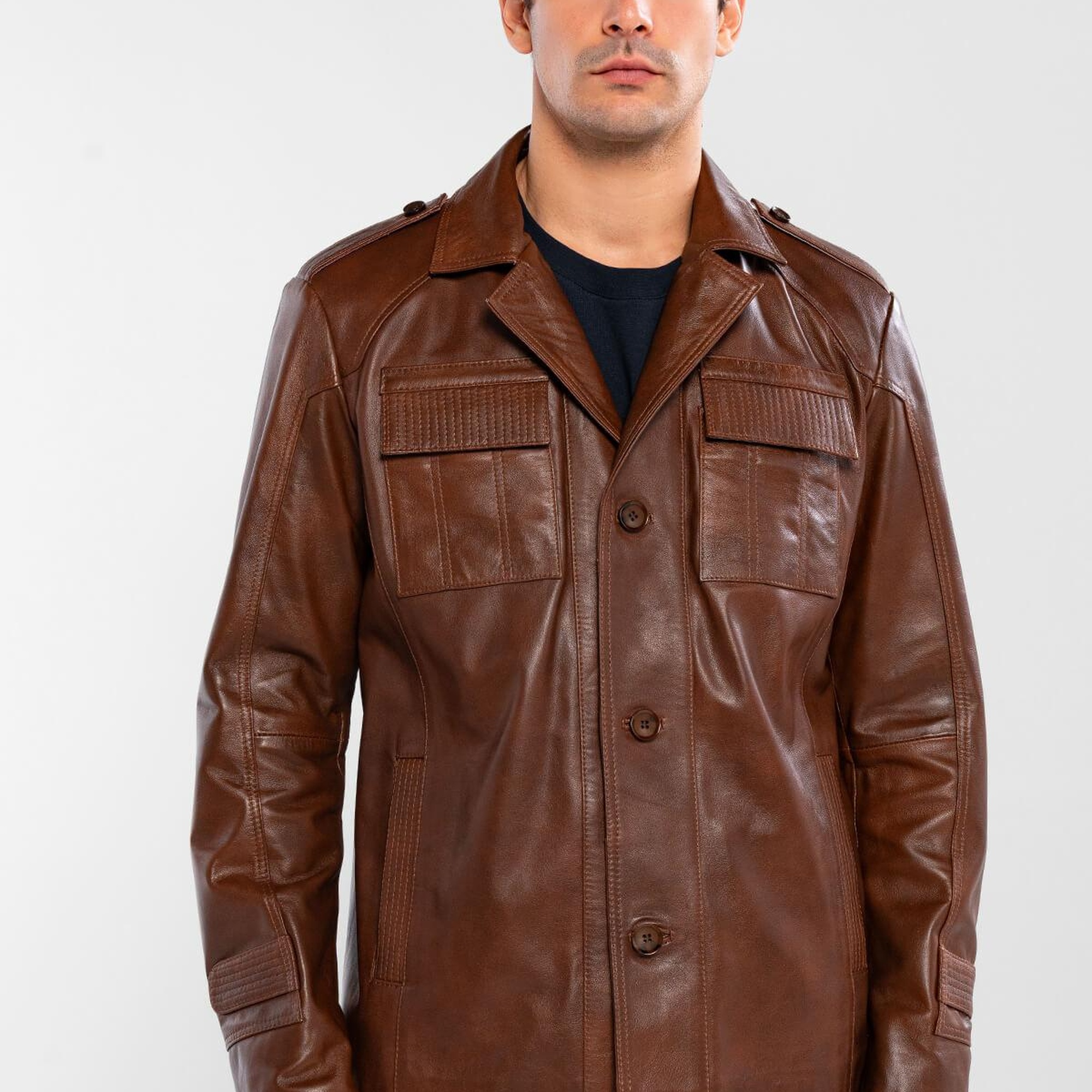 Tamer Tanca Erkek Hakiki Deri Fındık Deri Mont