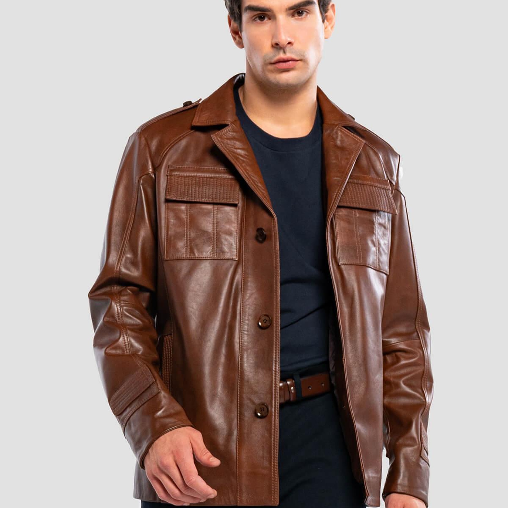 Tamer Tanca Erkek Hakiki Deri Fındık Deri Mont