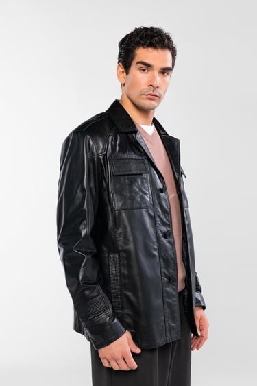  Tamer Tanca Erkek Hakiki Deri Siyah Deri Mont