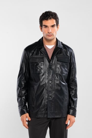  Tamer Tanca Erkek Hakiki Deri Siyah Deri Mont