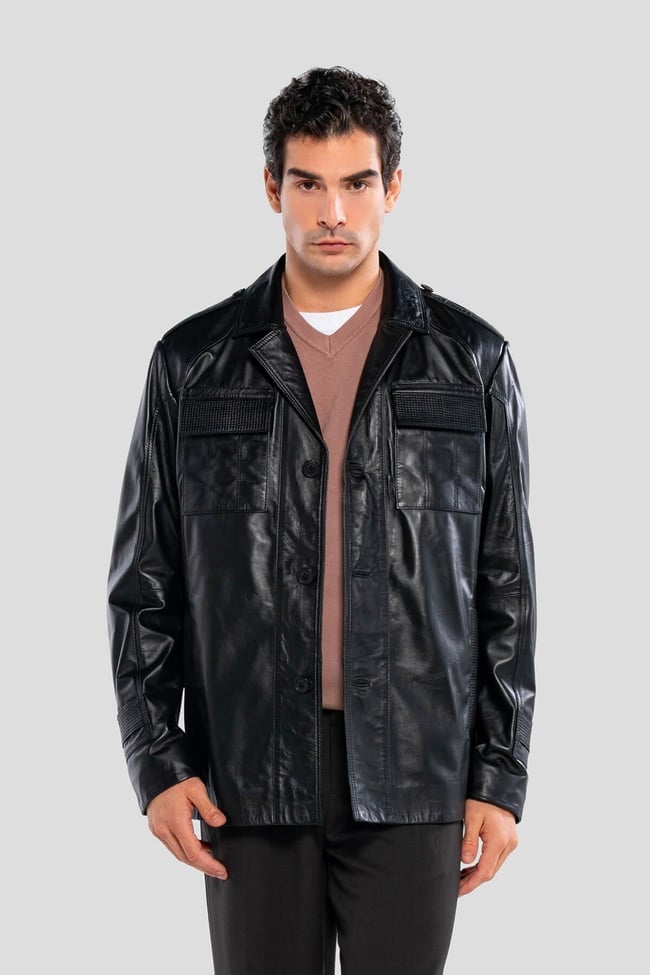  Tamer Tanca Erkek Hakiki Deri Siyah Deri Mont