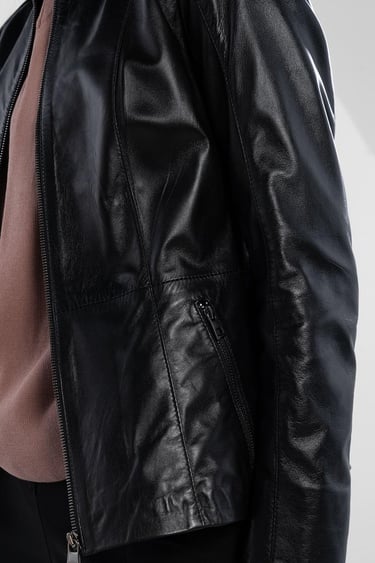  Tamer Tanca Kadın Hakiki Deri Siyah Deri Mont