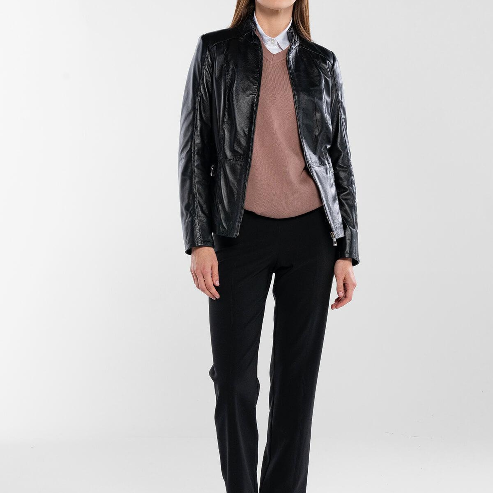 Tamer Tanca Kadın Hakiki Deri Siyah Deri Mont