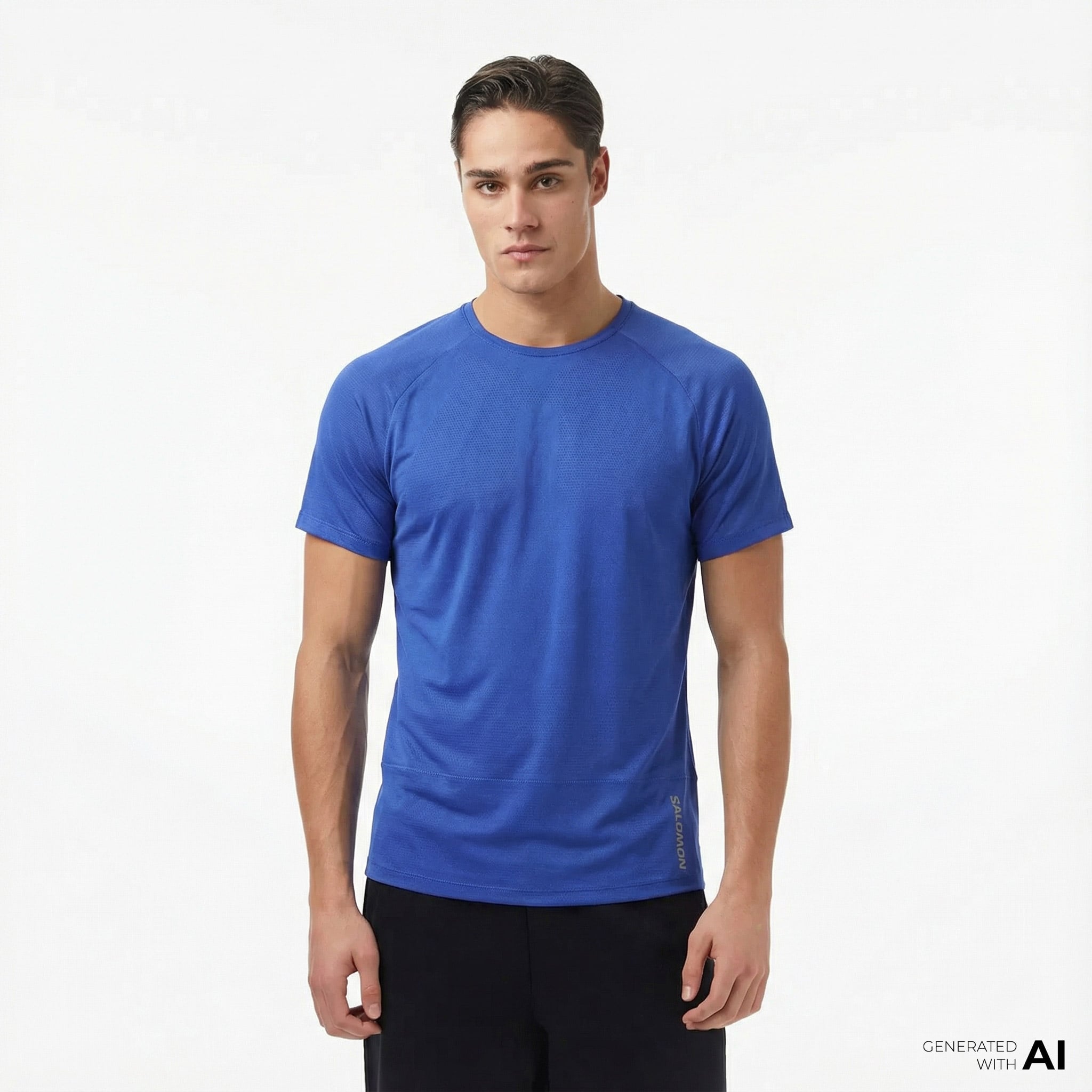  Salomon Cross Run Erkek Mavi Koşu T-Shirt