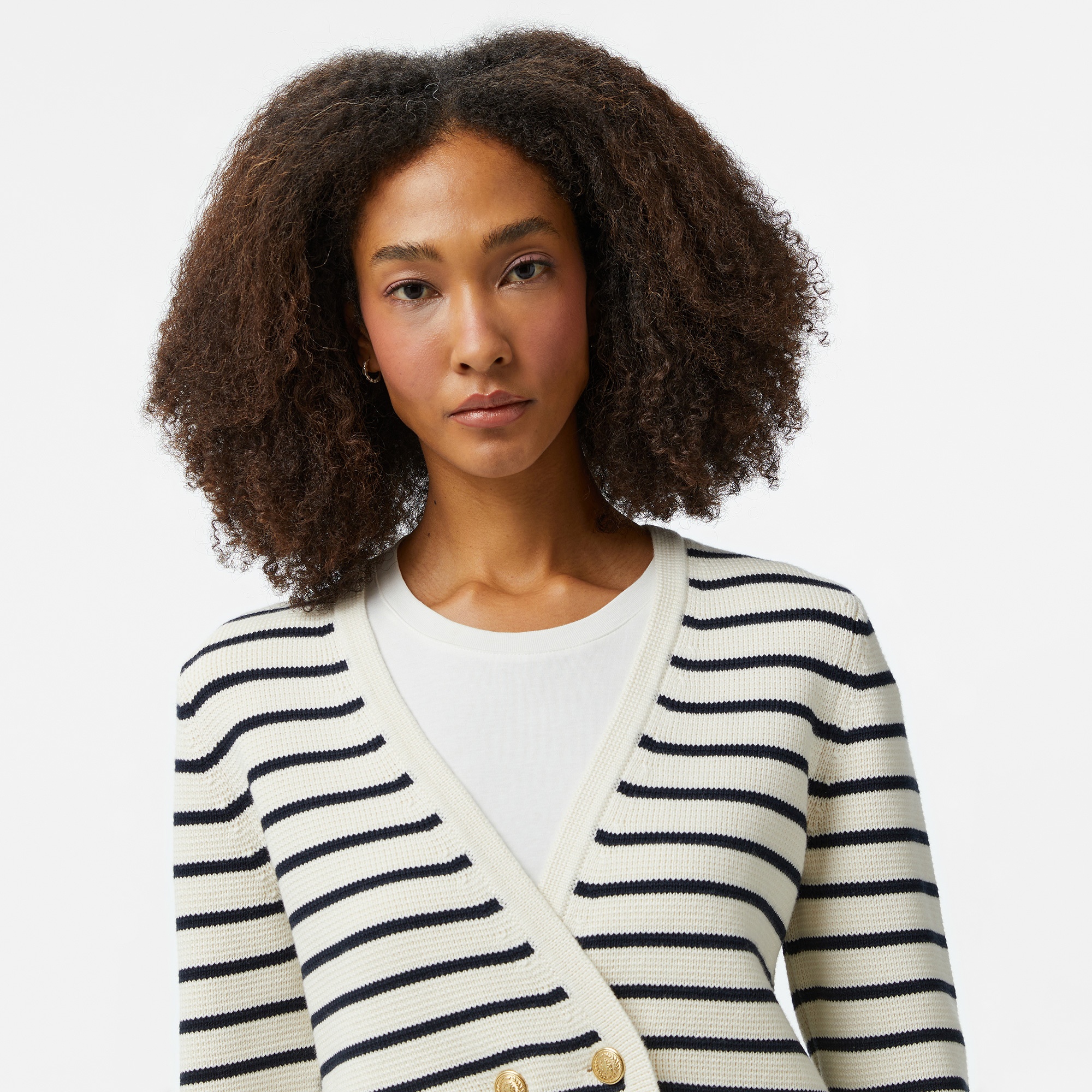 Tommy Hilfiger Breton Gold Button Ovrlp Cardi Kadın Beyaz Hırka