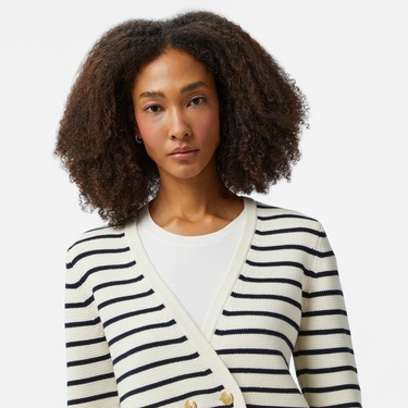  Tommy Hilfiger Breton Gold Button Ovrlp Cardi Kadın Beyaz Hırka