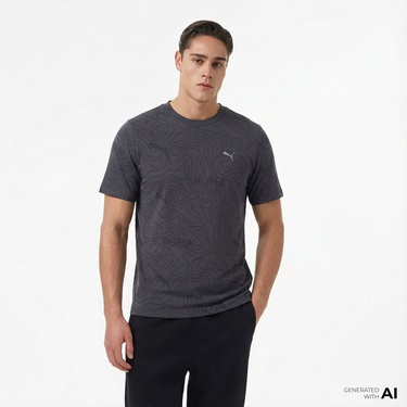  Puma Open Road Aop Erkek Gri Günlük T-Shirt