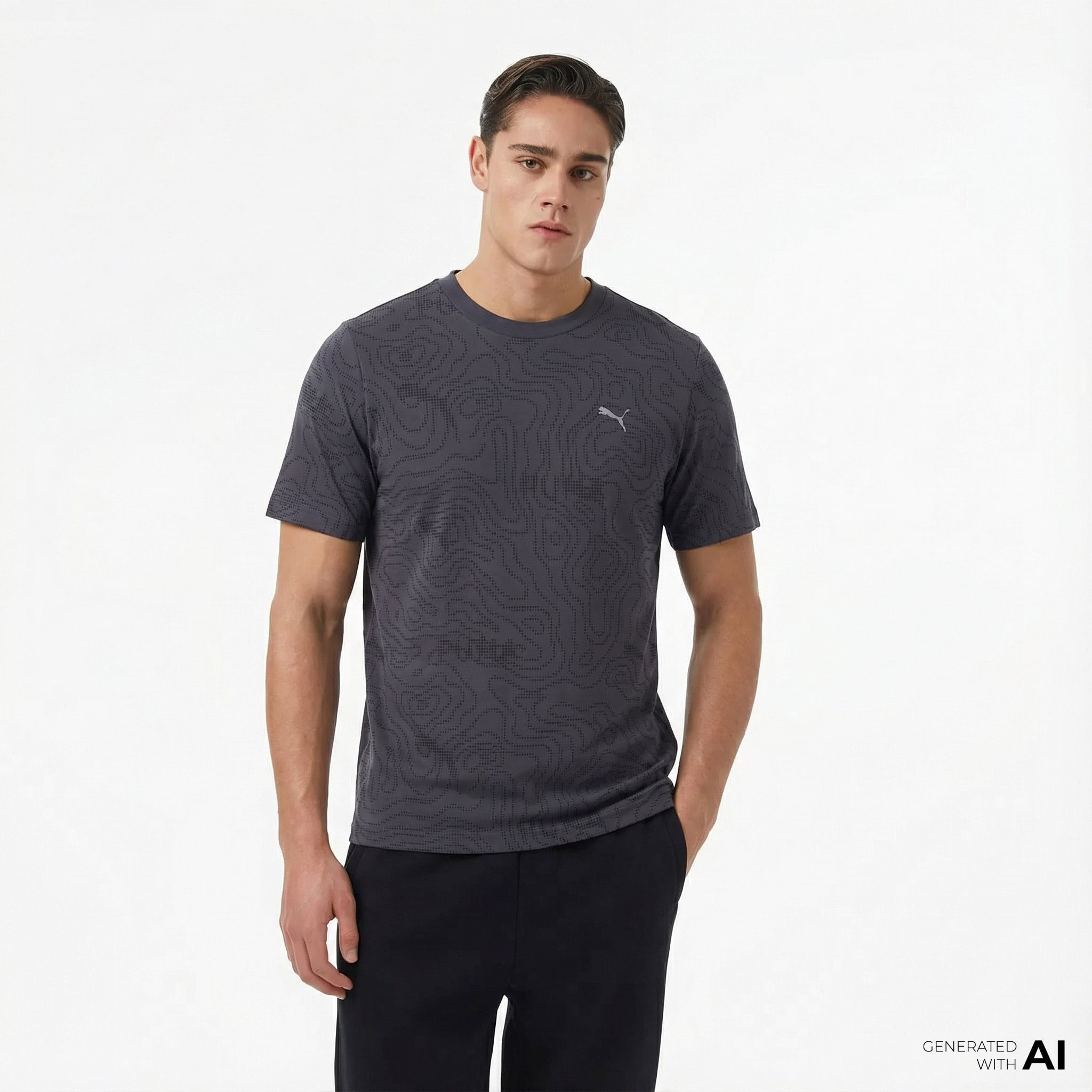  Puma Open Road Aop Erkek Gri Günlük T-Shirt