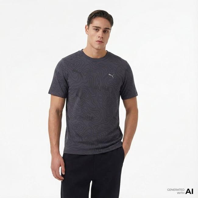  Puma Open Road Aop Erkek Gri Günlük T-Shirt