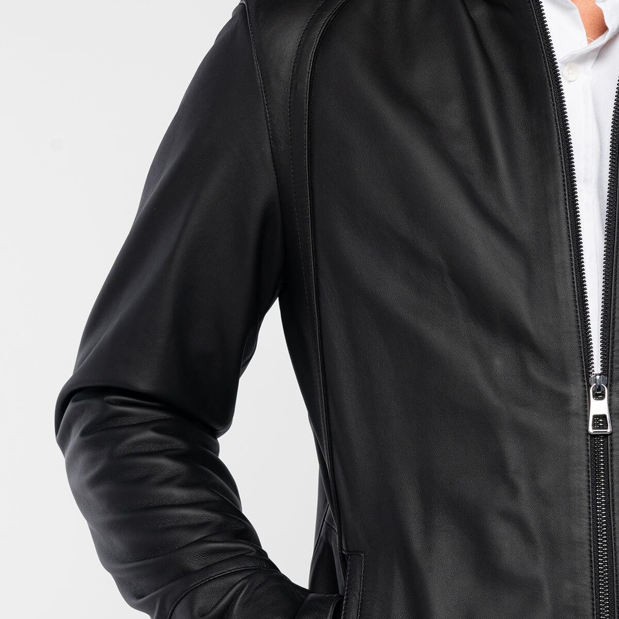 Tamer Tanca Erkek Hakiki Deri Siyah Deri Mont