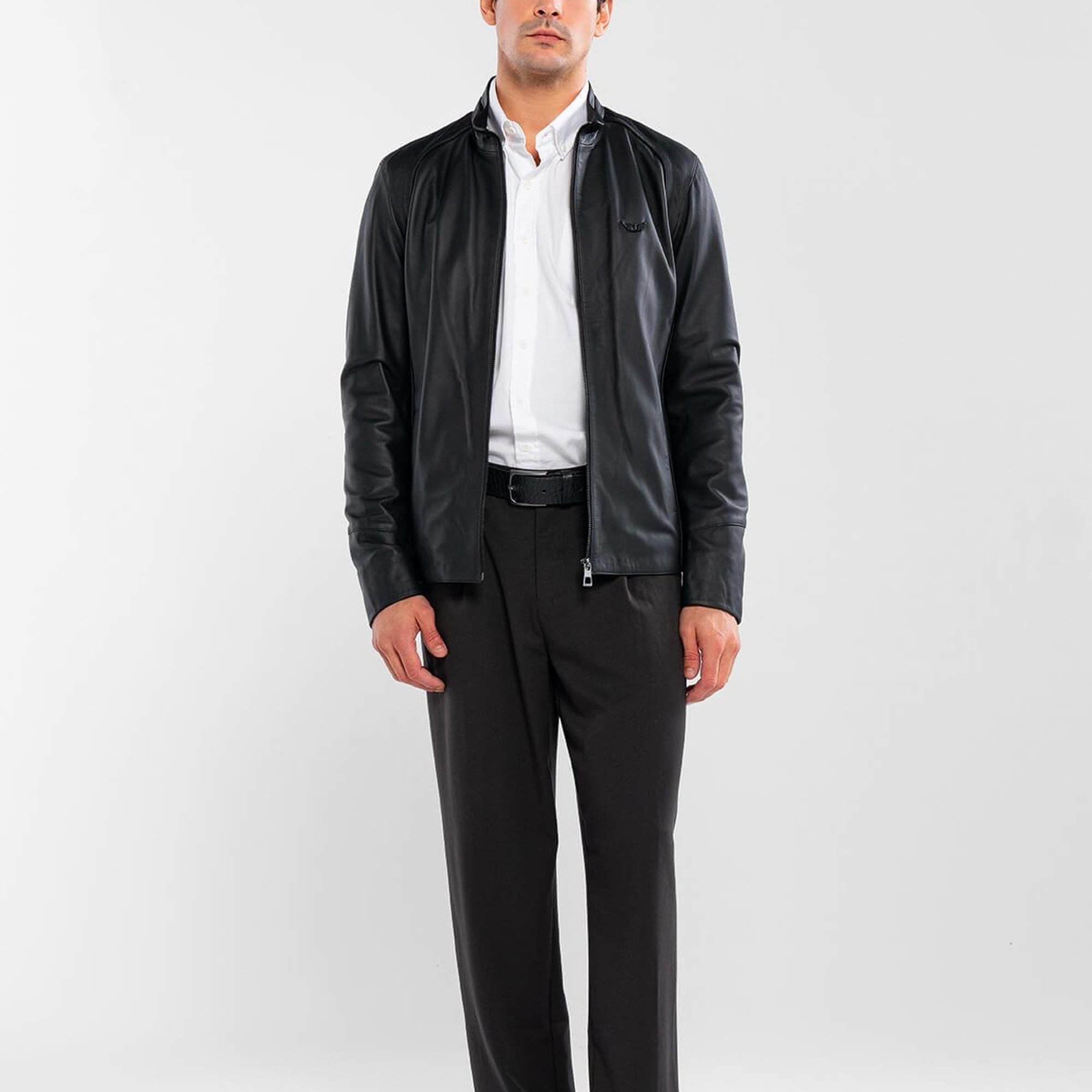 Tamer Tanca Erkek Hakiki Deri Siyah Deri Mont