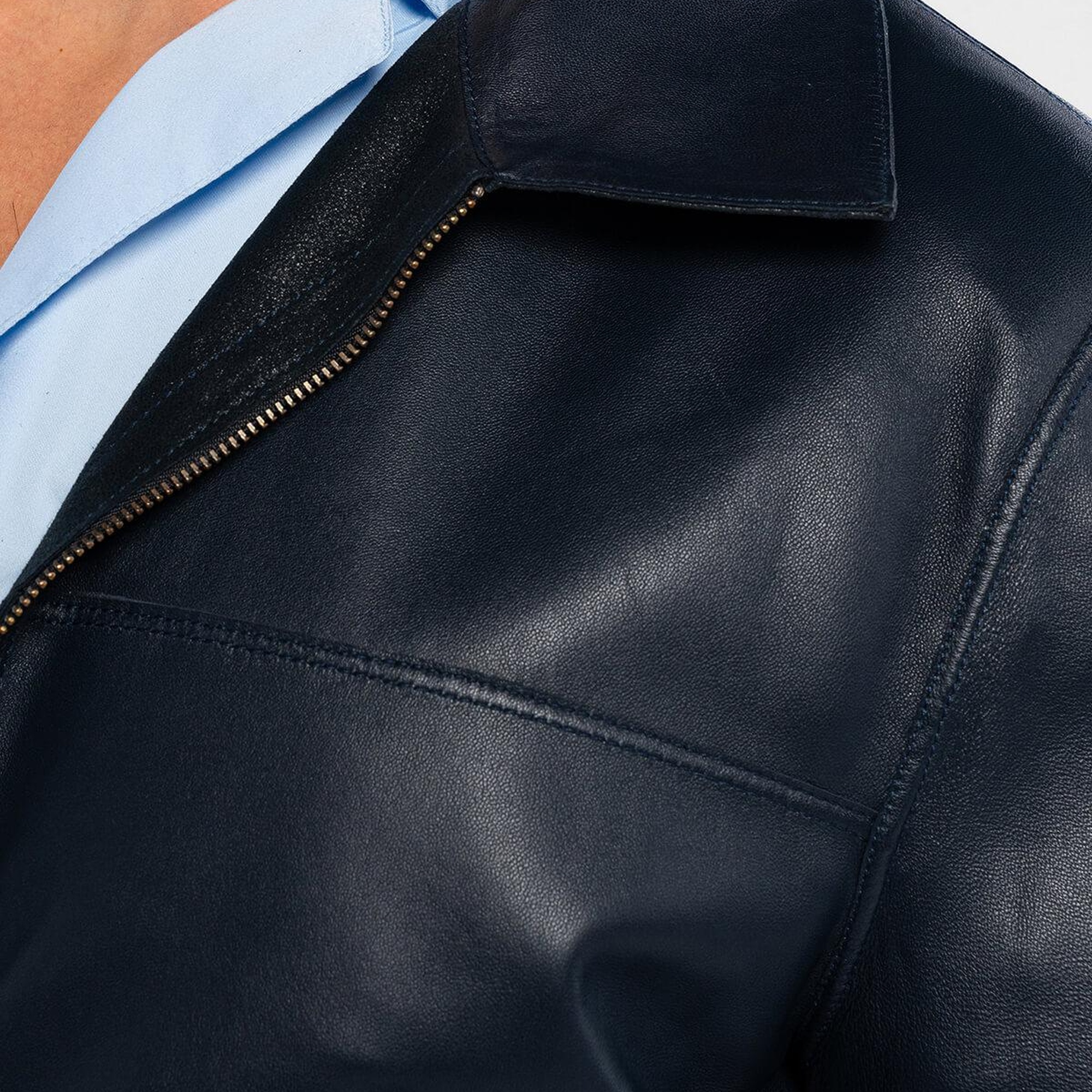 Tamer Tanca Erkek Hakiki Deri Lacivert Deri Mont