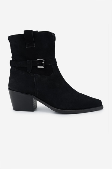  Valmenti Kadın . Siyah Nubuk Topuklu Bot