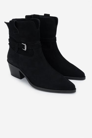  Valmenti Kadın . Siyah Nubuk Topuklu Bot