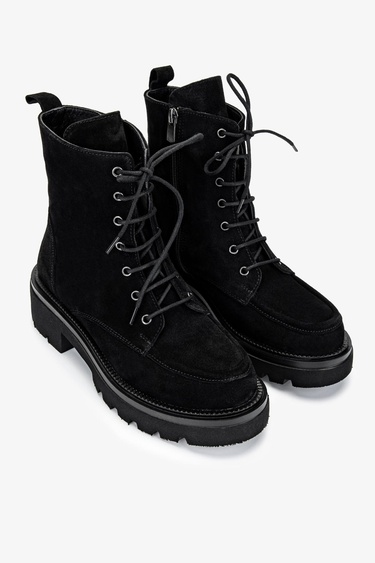  Valmenti Kadın Siyah Süet Casual Bot