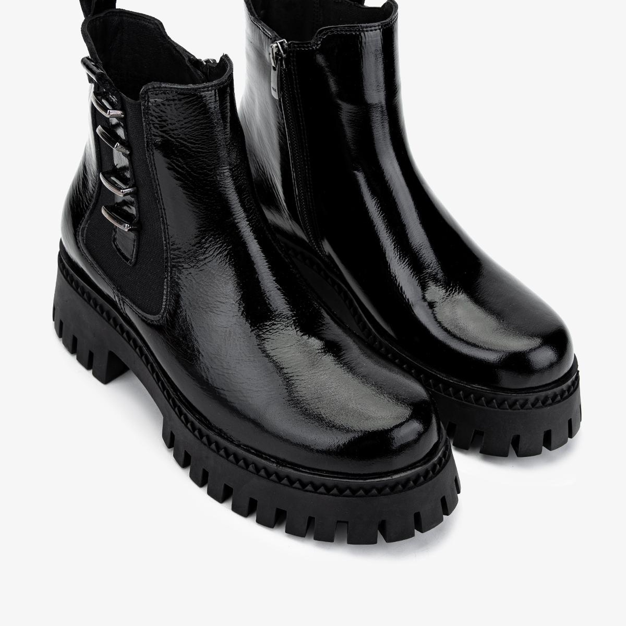 Valmenti Kadın Hakiki Deri Siyah Rugan Casual Bot