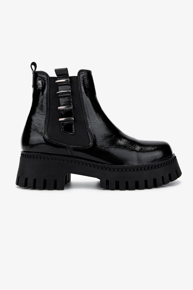  Valmenti Kadın Hakiki Deri Siyah Rugan Casual Bot