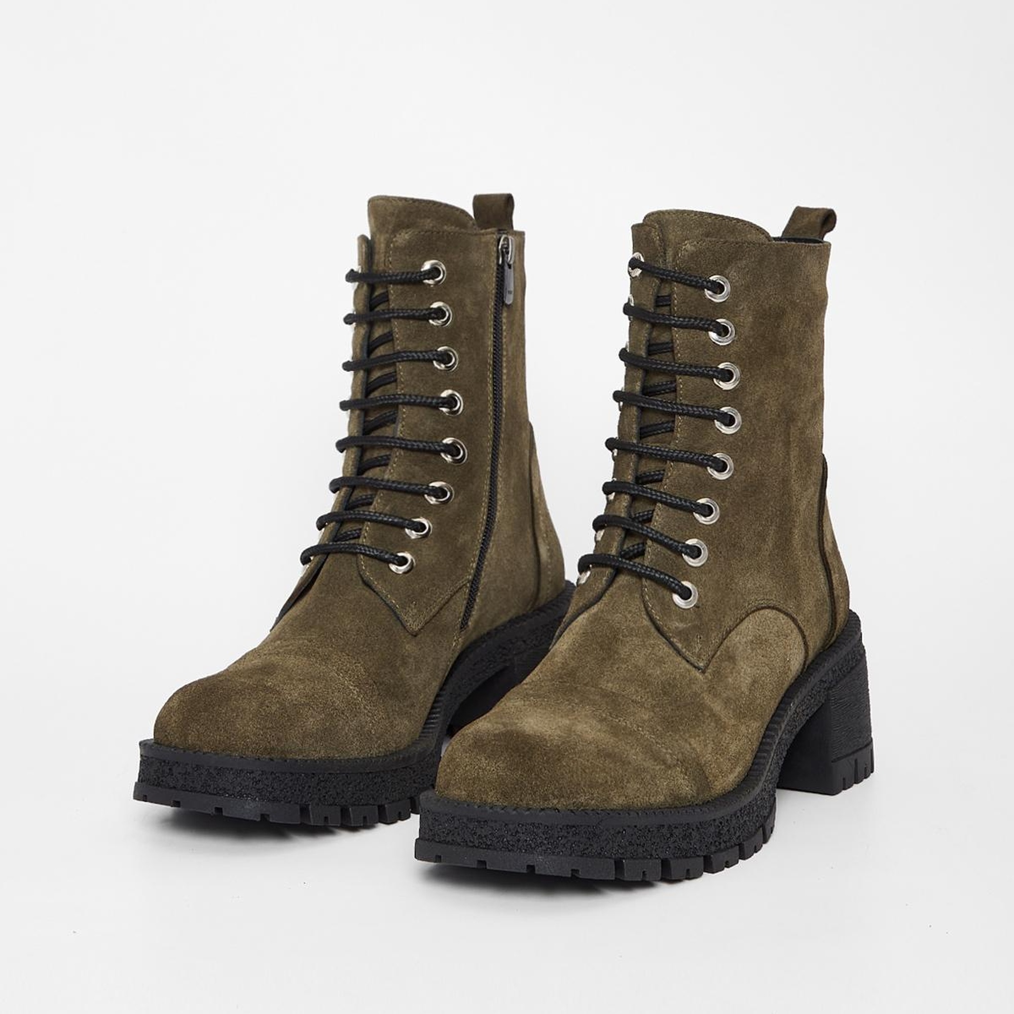 Valmenti Kadın Haki Süet Hakiki Deri Casual Bot