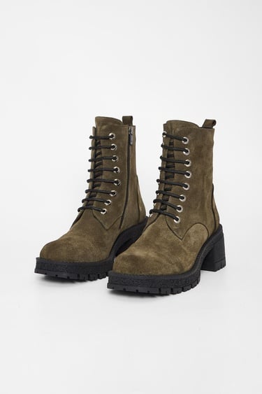  Valmenti Kadın Haki Süet Hakiki Deri Casual Bot