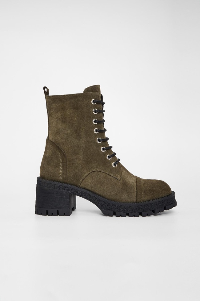  Valmenti Kadın Haki Süet Hakiki Deri Casual Bot