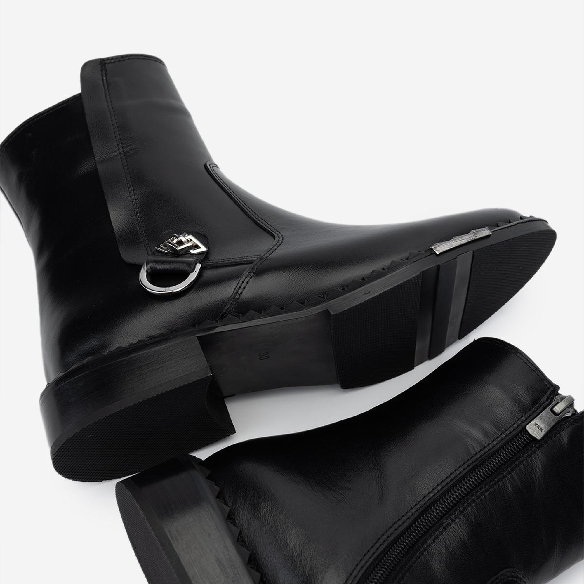 Valmenti Kadın Hakiki Deri Siyah Deri Düz Bot