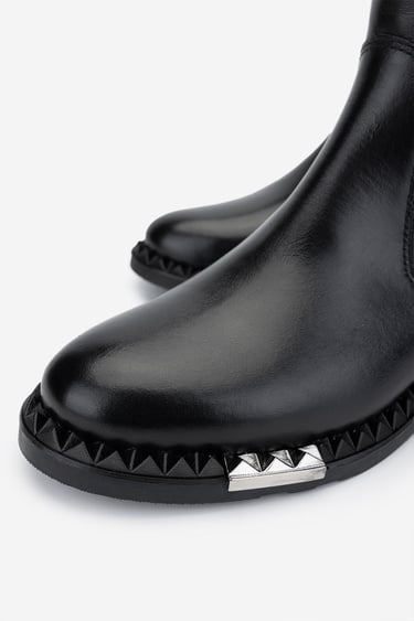  Valmenti Kadın Hakiki Deri Siyah Deri Düz Bot