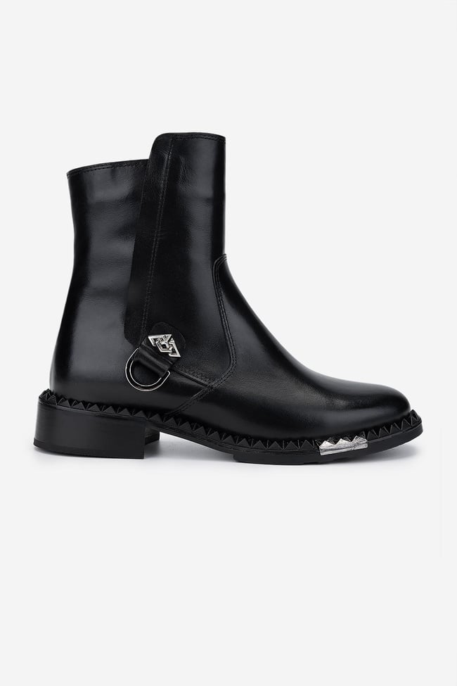  Valmenti Kadın Hakiki Deri Siyah Deri Düz Bot