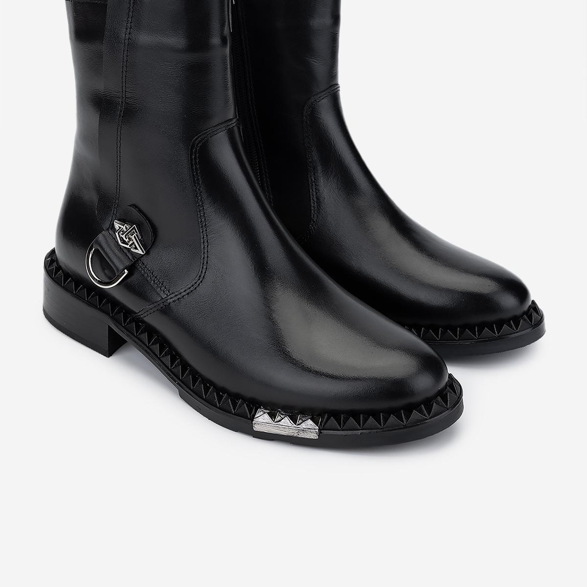 Valmenti Kadın Hakiki Deri Siyah Deri Düz Bot