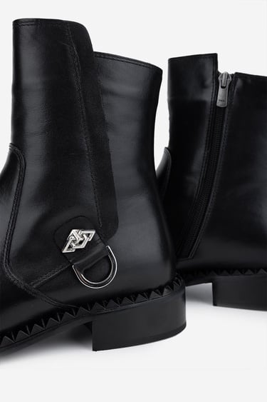  Valmenti Kadın Hakiki Deri Siyah Deri Düz Bot