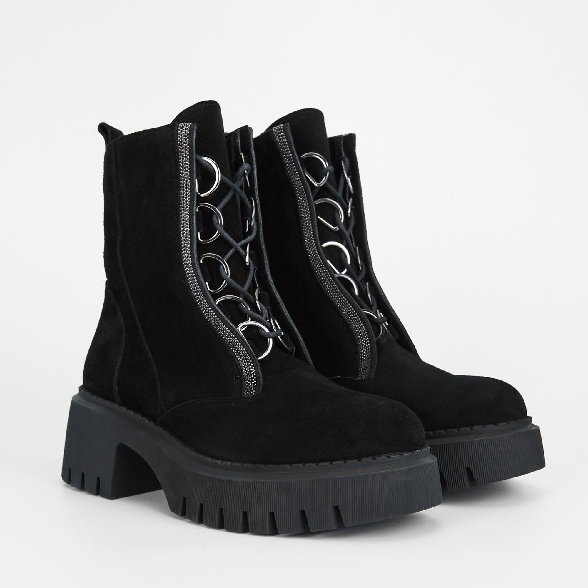 Valmenti Kadın Siyah Süet Hakiki Deri Casual Bot