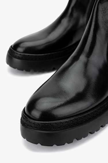  Valmenti Erkek Hakiki Deri Siyah Antik Casual Bot