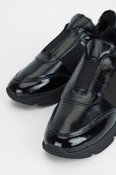  Valmenti Kadın Siyah Rugan Hakiki Deri Sneakers & Spor Ayakkabı