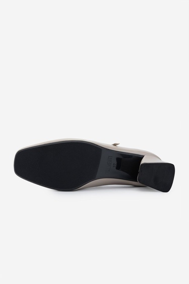  Valmenti Kadın Hakiki Deri Bej Topuklu Ayakkabı