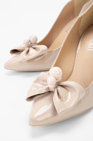  Valmenti Nozario Kadın Pudra Rugan Hakiki Deri Topuklu Ayakkabı