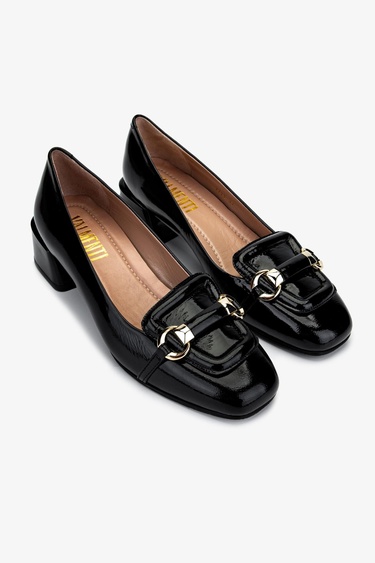  Valmenti Kadın Siyah Rugan Topuklu Ayakkabı