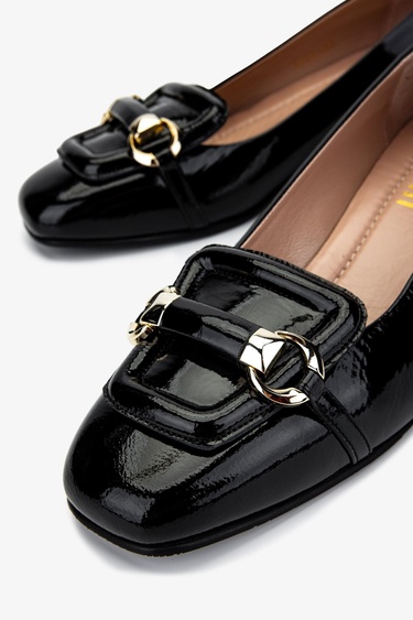  Valmenti Kadın Siyah Rugan Topuklu Ayakkabı