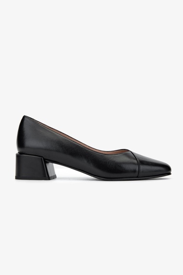  Valmenti Kadın Hakiki Deri Siyah Deri Topuklu Ayakkabı