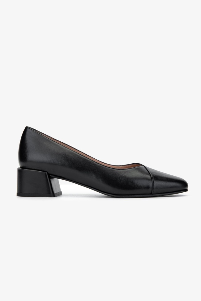  Valmenti Kadın Hakiki Deri Siyah Deri Topuklu Ayakkabı