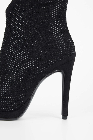  Tamer Tanca Kadın Hakiki Deri Siyah Topuklu Bot