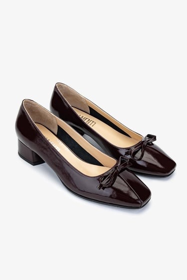  Valmenti Kadın Hakiki Deri Bordo Rugan Topuklu Ayakkabı