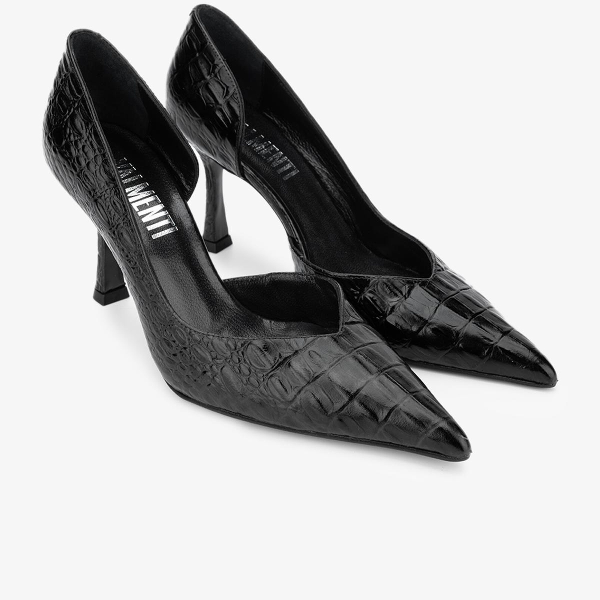 Valmenti Orionex Kadın Siyah piton Hakiki Deri Topuklu Ayakkabı