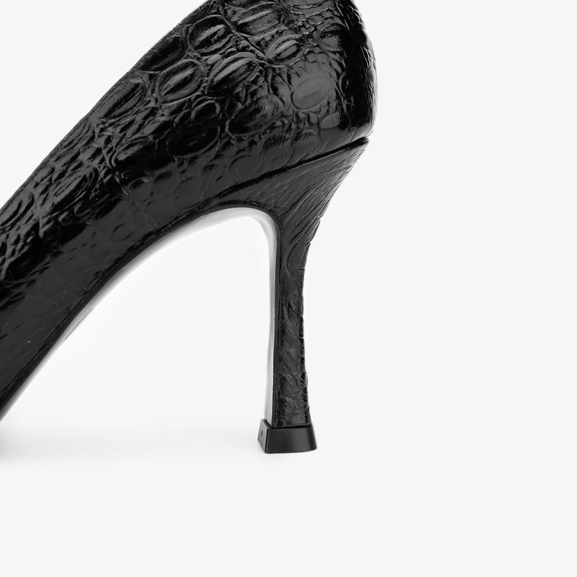 Valmenti Orionex Kadın Siyah piton Hakiki Deri Topuklu Ayakkabı