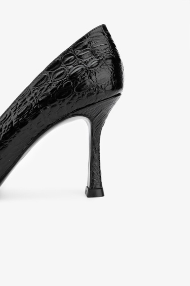  Valmenti Orionex Kadın Siyah piton Hakiki Deri Topuklu Ayakkabı